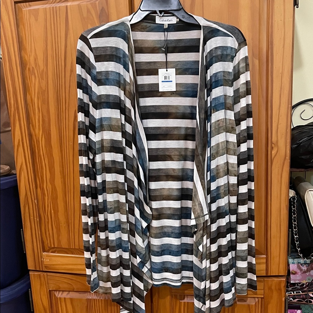 New! Calvin Klein Multicolor Striped Cardigan…